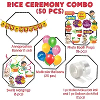 Zyozi Rice Ceremony Decoration Items - Banner, Balloons, Photo Booth Props, Swirls Hanging, Arch (Pack of 50)-thumb1