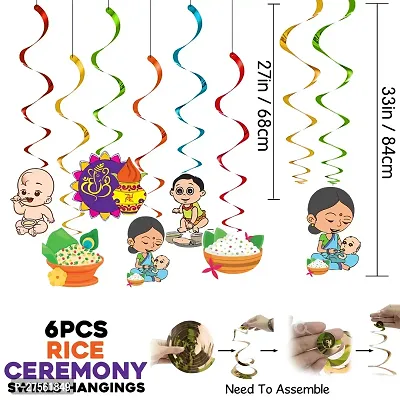 Zyozi Rice Ceremony Decorations Combo - Banner, Swirls Hangings, Balloons, Cardstock CutOut (Pack of 65)-thumb4