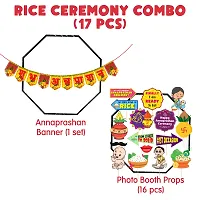 Zyozi Rice Ceremony Decorations Items - Shubh Annaprashan Bunting Banner with Photo Booth Props (Pack of 17)-thumb1