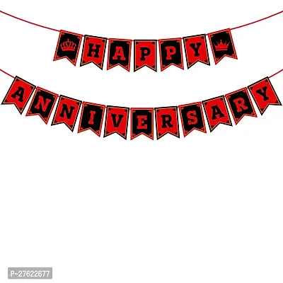 Zyozi  Red and Black Happy Anniversary Banner,  Anniversary Decoration Banner