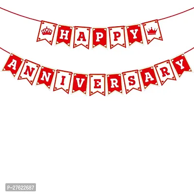 Zyozi  Red and White Happy Anniversary Banner, Anniversary Decoration Items