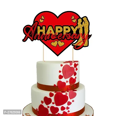 Zyozi  Anniversary Party Decorations Cake Topper - Happy Anniversary Cake Topper