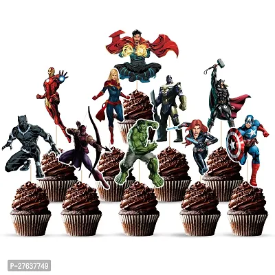 Zyozi  Avengers Theme Birthday CupCake Topper For Birthday Party Decoration Cupcake Topper