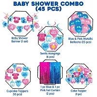 Zyozi Baby Shower Decorations Combo - Banner, Balloons, Swirls, Foil Curtain, Cake  CupCake (Pack of 45)-thumb1