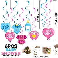 Zyozi Baby Shower Decorations Combo - Banner, Balloons, Swirls, Foil Curtain, Cake  CupCake (Pack of 45)-thumb2