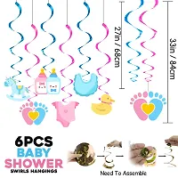 Zyozi Baby Shower Decorations Combo - Banner, Balloons, Swirls, Cake  CupCake Topper with Sash (Pack of 44)-thumb2