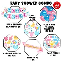 Zyozi Baby Shower Decorations Combo - Banner, Balloons, Swirls, Cake  CupCake Topper with Sash (Pack of 44)-thumb4