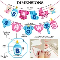 Zyozi Baby Shower Decorations Combo - Banner, Balloons, Cake  CupCake topper with Sash (Pack of 38)-thumb2