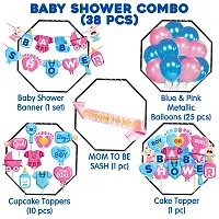 Zyozi Baby Shower Decorations Combo - Banner, Balloons, Cake  CupCake topper with Sash (Pack of 38)-thumb4