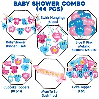 Zyozi Baby Shower Decorations Combo - Banner, Balloons, Swirls, Sash with Cake  CupCake Topper (Pack of 44)-thumb1