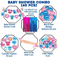 Zyozi Baby Shower Decorations Set - Banner, Balloons, Sash, Foil Curtain with Cake  CupCake Topper (Pack of 40)-thumb4