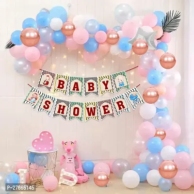 Zyozi Baby Shower Decorations Set - Baby Shower Letter Banner  Balloons (Pack Of 51)