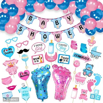 Zyozi Baby Shower Decorations Combo - Banner, Balloons, PhotoBooth Props  Foil Balloons (Pack Of 58)