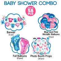 Zyozi Baby Shower Decorations Set - Banner, Photo Booth Props, Foil Balloons And Balloons (Pack of 58)-thumb1