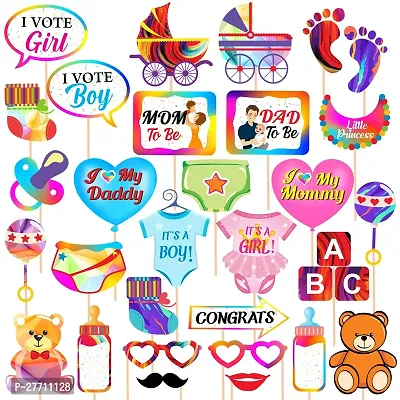 Zyozi  Baby Shower Decorations Photo Booth Props - 30 Pcs