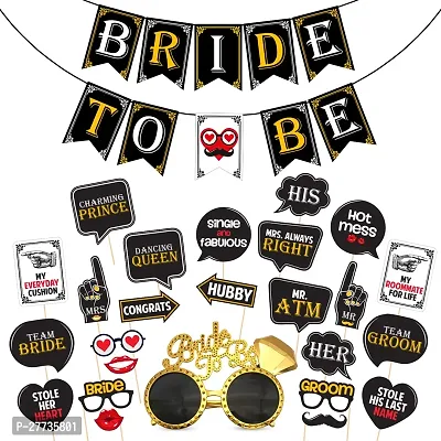 Zyozi Bachelorette Party Decorations Combo - Bride To Be Banner, PhotoBooth  EyeGlass (Pack Of 26)