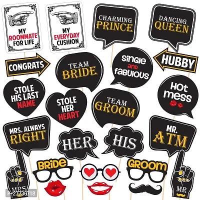 Zyozi Bridal Shower Decorations Props - Bachelor Photo Booth Props (24 Pcs)