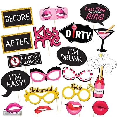 Zyozi Bachelorette Party Photo Booth Props - Photo Booth Props for Bridal Shower (Pack Of 19)