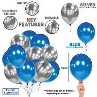 Zyozi Metallic Blue and Silver Balloons with Ribbon  Glue Dot For Birthday, Party, Wedding Decorations (Pack of 27)-thumb2