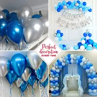 Zyozi Metallic Blue and Silver Balloons with Ribbon  Glue Dot For Birthday, Party, Wedding Decorations (Pack of 27)-thumb4