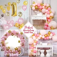 Zyozi Pink Gold Mettalic Balloons with Glue Dot  Ribbon For Baby Shower, Wedding, Anniversary Party Decorations (Pack of 27)-thumb2