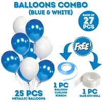 Zyozi Metallic Blue White Balloons with Ribbon  Glue Dot For Baby Shower, Wedding Decorations (Pack of 27)-thumb1