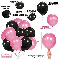 Zyozi Metallic Pink Black Balloons with Ribbon  Glue Dot for Bachelorette, Baby Shower, Birthday Party Decorations (Pack of 27)-thumb1