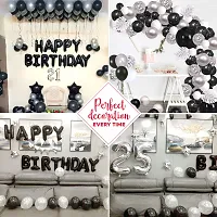 Zyozi Silver Black Metallic Balloons with Ribbon for Party Decorations  (Pack of 52)-thumb4