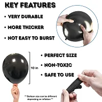 Zyozi Silver Black Metallic Balloons with Ribbon For Party Decorations (Pack of 22)-thumb2