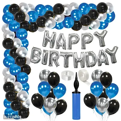 Zyozi Birthday Decorations Kit - Birthday Foil Banner, Balloons , Hand Balloon Pump, Glue Dot - 79 Pcs