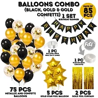 Zyozi Birthday Decorations Combo - Banner, Balloons, Star Foil Balloons, Foil Curtain, Glue Dot - 85 PCS-thumb1