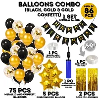 Zyozi Birthday Party Decorations Set - Banner, Metallic  Confetti Balloons, Star Foil Balloons, Foil Curtain, Balloon Pump  - 86 PCS-thumb1