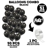 Zyozi Black Mettalic Balloons with Arch for Birthday, Baby Shower, Wedding Party Decorations - 51 Pcs-thumb3