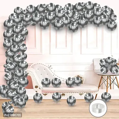 Zyozi Mettalic  Silver Balloons Garland Arch Kit - Balloons with Arch Roll for Party Decorations - 51 PCS-thumb0