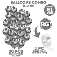 Zyozi Mettalic  Silver Balloons Garland Arch Kit - Balloons with Arch Roll for Party Decorations - 51 PCS-thumb3