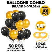 Zyozi Gold Black Metallic Balloons with Ribbon for Birthday, Baby Shower, Wedding, Anniversary Decorations (Pack of 52)-thumb4