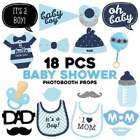 Zyozi Hello Little One - Boy Baby Shower Photo Booth Props Kit, New Born Decoration Props - 18 pcs-thumb1