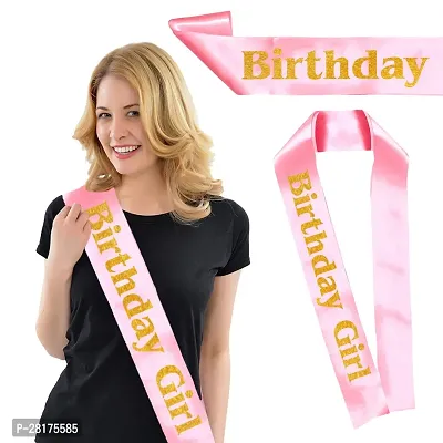 Birthday Girl Sash - Pink Satin with Gold Print