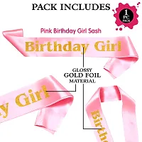 Birthday Girl Sash - Pink Satin with Gold Print-thumb2