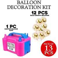 Portable Dual Electric Inflator Air Balloon Pump with Gold Confetti Balloons for Decorations (Pack of 13)-thumb1