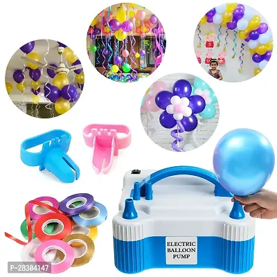 Balloons Accessories Combo - Electric Balloon Pump, Ribbon  Balloon Tying Tool (Pack Of 9)-thumb0