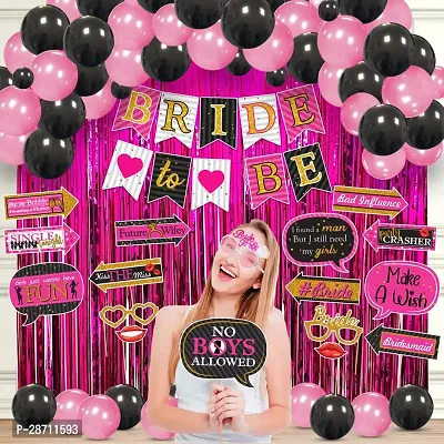 Bachelorette Party Decorations Set - Banner, Foil Curtain, Photo Booth with Balloons  Eye Glass (Set of 45)-thumb0