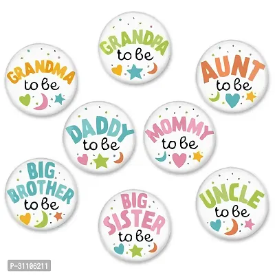 Multicolor Baby Shower Badges For Baby Shower Decorations - Baby Shower Party Decorations Badges (Pack Of 8)