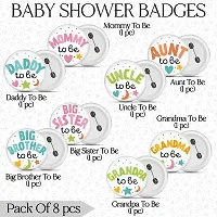 Multicolor Baby Shower Badges For Baby Shower Decorations - Baby Shower Party Decorations Badges (Pack Of 8)-thumb1