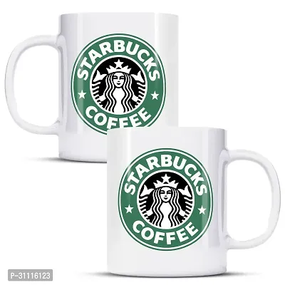 Stylish White Ceramic Printed Coffee Mug Pack of 2-thumb0