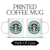 Stylish White Ceramic Printed Coffee Mug Pack of 2-thumb2