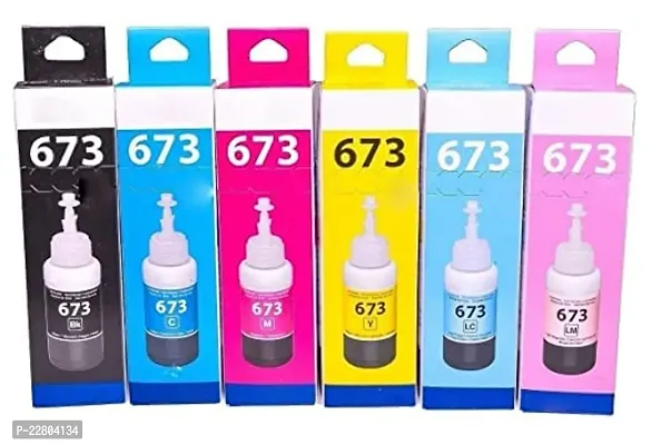 6 Colours Set Of 673 Refill Ink Bottles For L1800, L850, L800, L805  L 810 Printer And Compatible With T673 Inks Bottle To Print Beautiful Photos(6 Nos Black  Colour) Pack Of 6