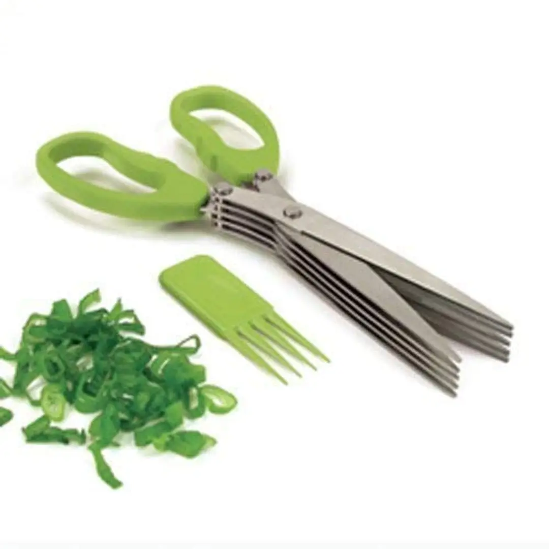 Westmark Germany Stainless Steel 5-Blade Herb Scissors with Cleaning Comb  (Green)