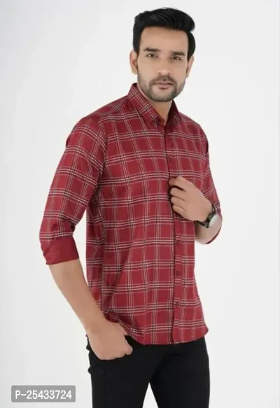 Reliable Maroon Cotton Blend Long Sleeves Casual Shirt For Men