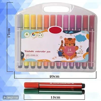 Kids Colour Pens Washable – Water Colour Drawing Pen Set Watercolour  Colouring Pens Assorted Colours Marker Pens for Children Drawing & Doodling  – 24 Colors – TopToy